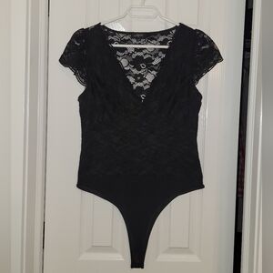 Eclipse Black Lace V-Neck Bodysuit M